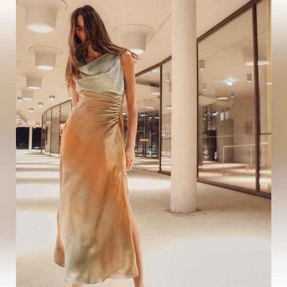 ZARA TIE DYE PRINT MIDI DRESS